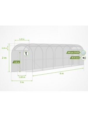 Šiltnamių plėvelės 3x6 m | ↑ 2.0 m 2