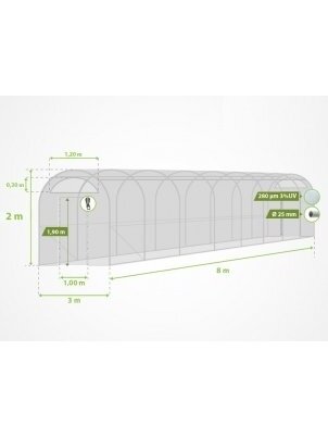 Šiltnamių plėvelės 3x8 m | ↑ 2.0 m 2 Šiltnamių plėvelės 3x8 m | ↑ 2.0 m 2
