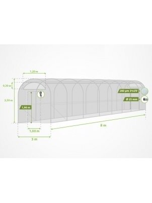 Šiltnamių plėvelės 3x8 m | ↑ 2.5 m 2 Šiltnamių plėvelės 3x8 m | ↑ 2.5 m 2