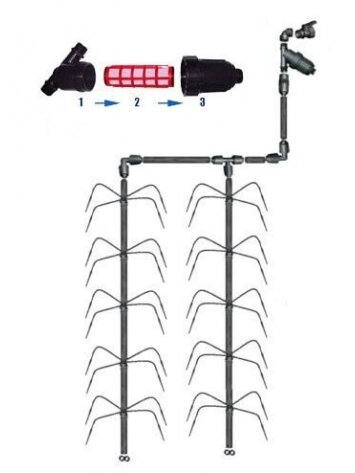 Šiltnamio laistymo sistema KETURKOJIS gravitacinis 10/15m. 4m. (12 m²) 2 Šiltnamio laistymo sistema KETURKOJIS gravitacinis 10/15m. 4m. (12 m²) 2