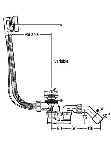 SIMPLEX Vonios sifonas Viega, pailgintas (troselio L-725)