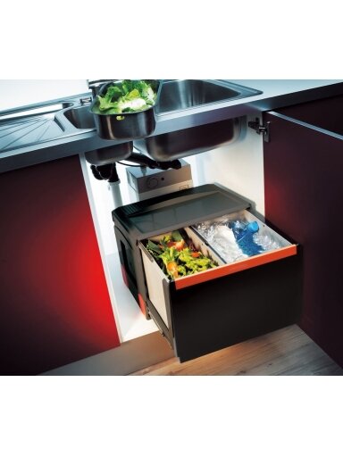 Šiukšliadėžė FRANKE, Cube 50, automatinis atidarymas, 14 l + 2x8 l