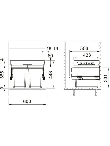 Šiukšliadėžė FRANKE, FX 60, 2x26 L