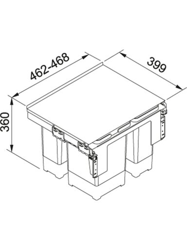 Šiukšliadėžė FRANKE, Sorter Garbo, 50-3, 2x12l.+8l.