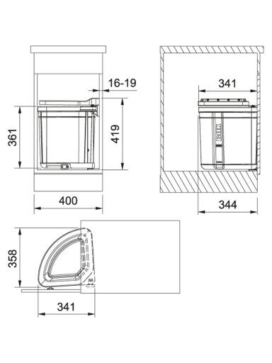 Šiukšliadėžė FRANKE, Sorter, Pivot 27 l.