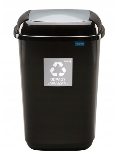 Šiukšliadėžė Plafor, 12 l, juoda/pilka