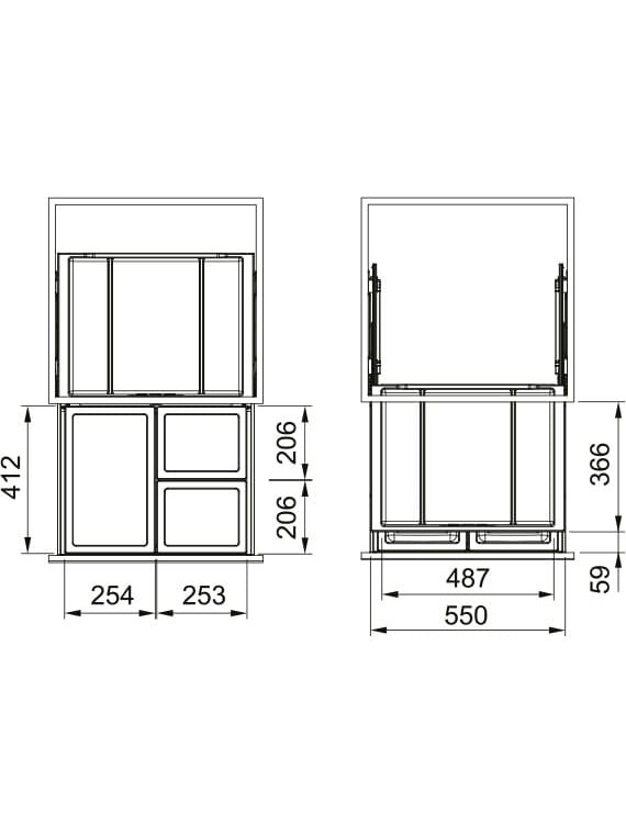 Šiukšliadėžė FRANKE, FX 60, 26L + 2x11 L 2 Šiukšliadėžė FRANKE, FX 60, 26L + 2x11 L 2