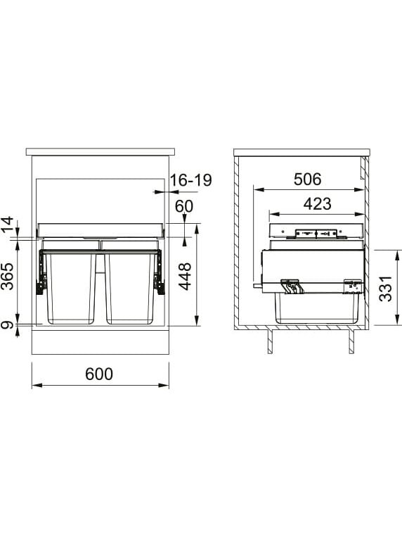 Šiukšliadėžė FRANKE, FX 60, 2x26 L 1 Šiukšliadėžė FRANKE, FX 60, 2x26 L 1
