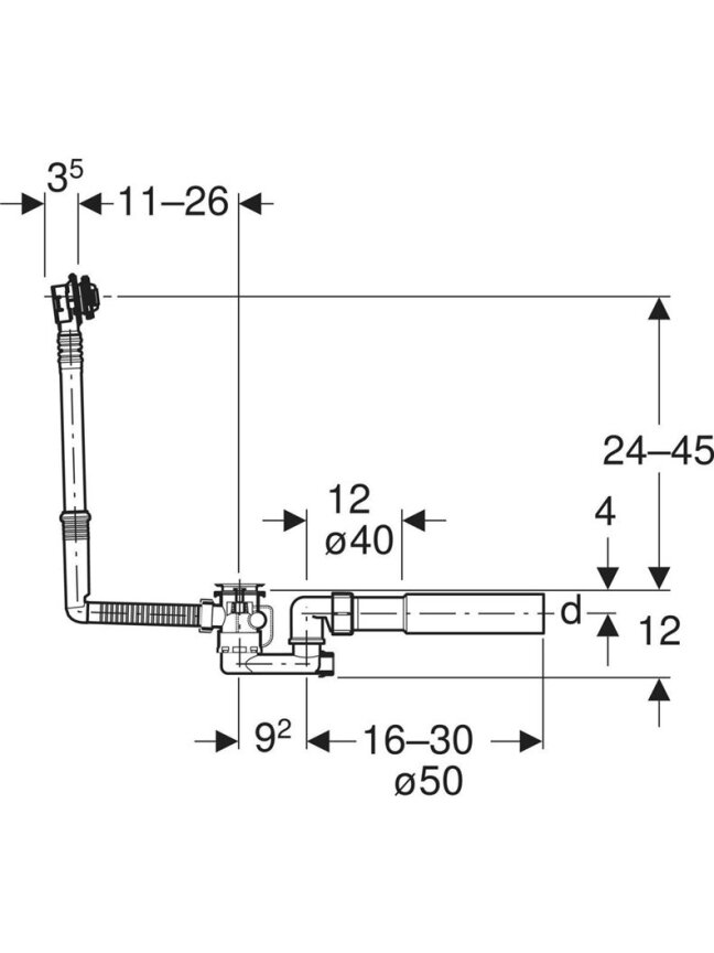 SIFONAS GEBERIT D52 26CM CHROMUOTAS 2