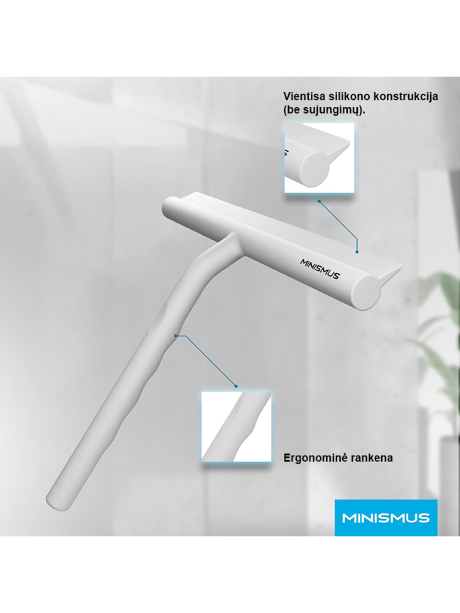 Silikoninis dušo valytuvas MINISMUS M 21 cm, baltas 2 Silikoninis dušo valytuvas MINISMUS M 21 cm, baltas 2