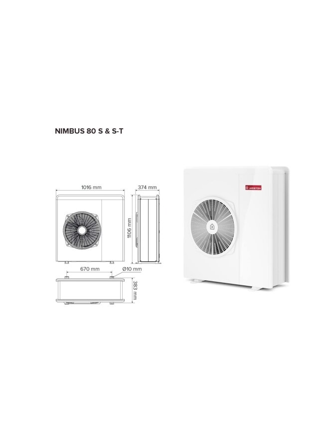 Šilumos siurblys Oras-Vanduo Ariston Nimbus R32, Plus, 80 S T Net 11.74 kW Φ3, su Wi-Fi 3 Šilumos siurblys Oras-Vanduo Ariston Nimbus R32, Plus, 80 S T Net 11.74 kW Φ3, su Wi-Fi 3