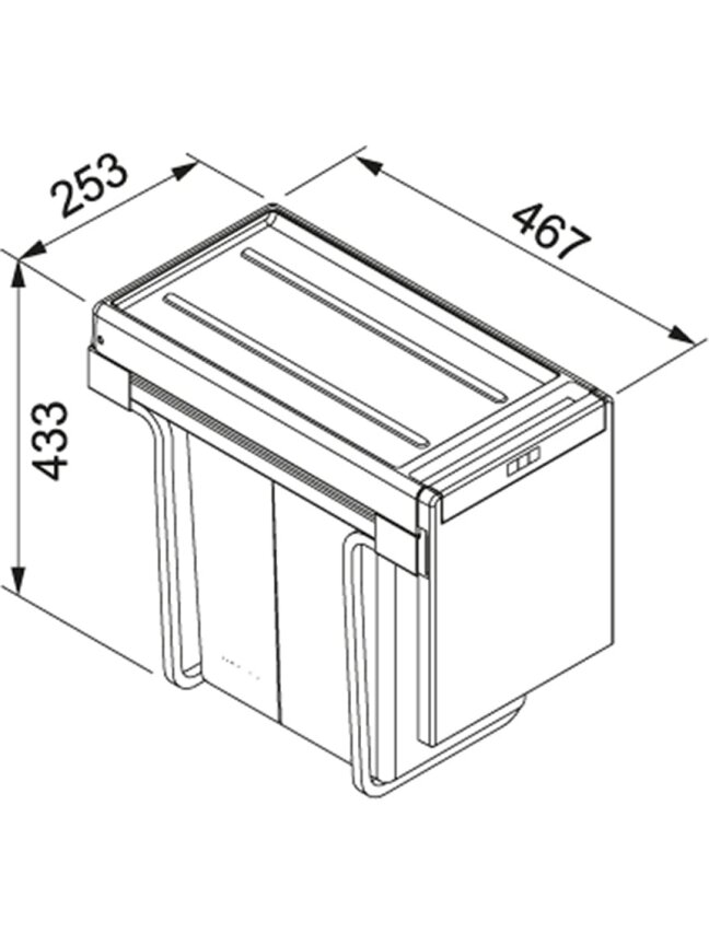 Šiukšliadėžė FRANKE, Cube 30, atidarymas ranka, 20l.+10l. 2