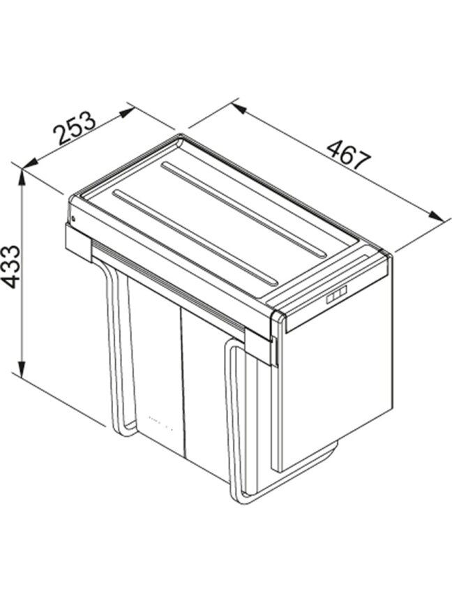 Šiukšliadėžė FRANKE, Cube 30, atidarymas ranka, 2x15l. 2