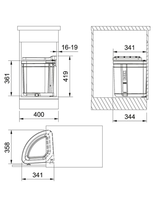 Šiukšliadėžė FRANKE, Sorter, Pivot 27 l. 1 Šiukšliadėžė FRANKE, Sorter, Pivot 27 l. 1