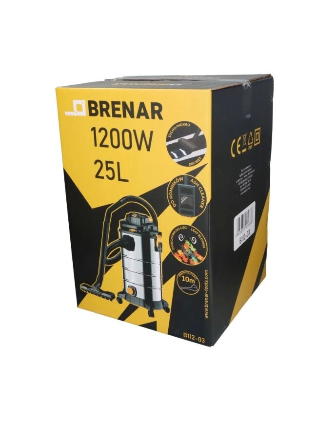 Siurblys pramoninis sausam ir drėgnam valymui su pelenų siurbimo ir pūtimo funkcijomis, 25 l, Brenar (B112-03) 10