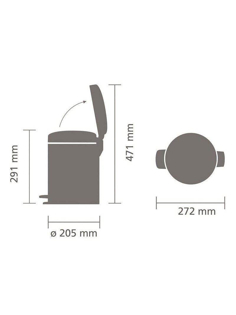 Šiukšliadėžė Brabantia, šviesiai ruda, 5 l, 27.1 cm 2