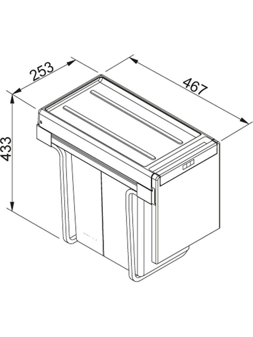 Šiukšliadėžė FRANKE, Cube 30, atidarymas ranka, 2x15l. 2 Šiukšliadėžė FRANKE, Cube 30, atidarymas ranka, 2x15l. 2