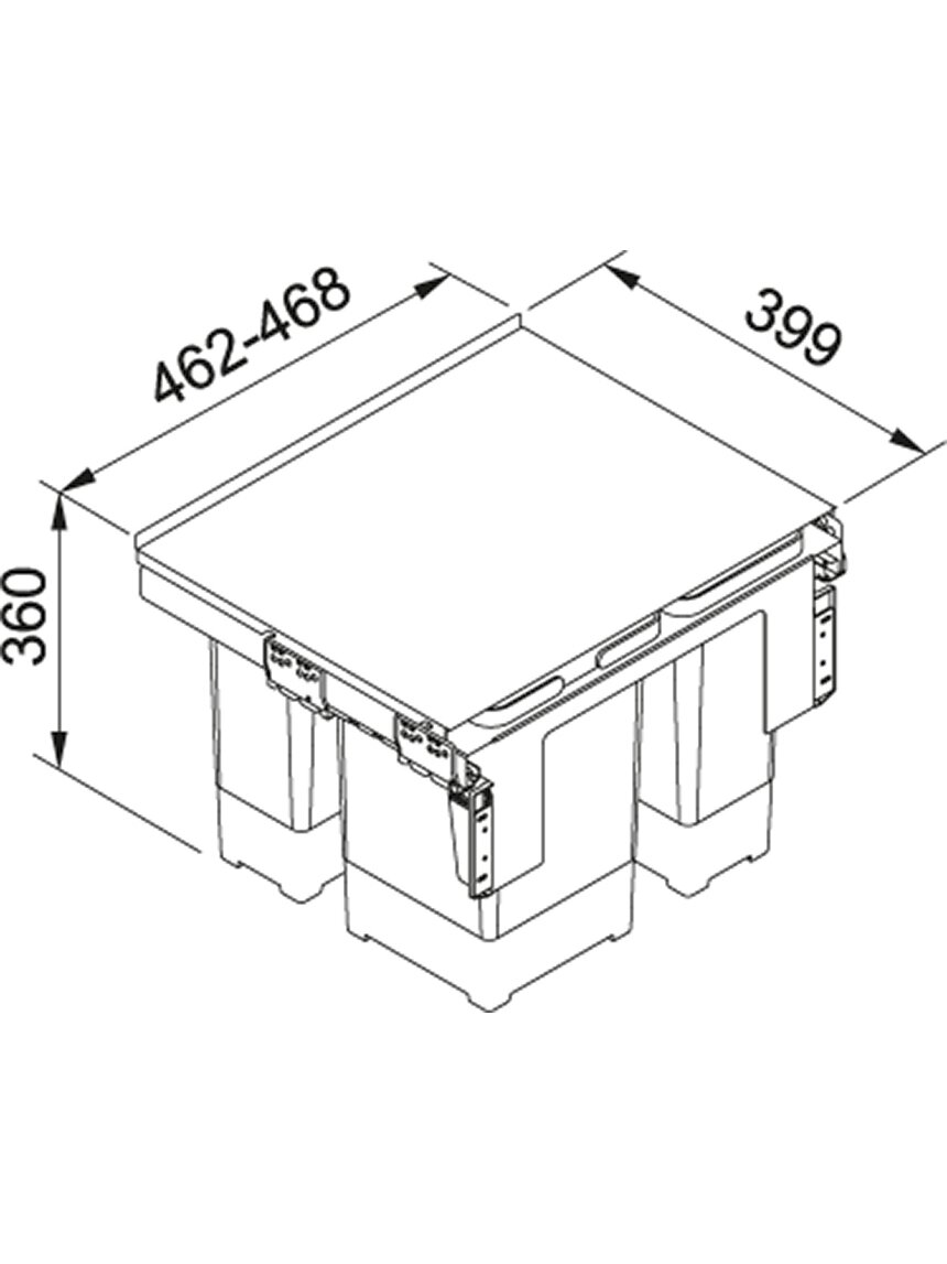 Šiukšliadėžė FRANKE, Sorter Garbo, 50-3, 2x12l.+8l. 1