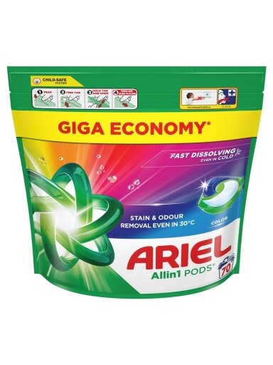Skalbimo kapsulės Ariel All-in-1 PODS Color, 70 vnt.