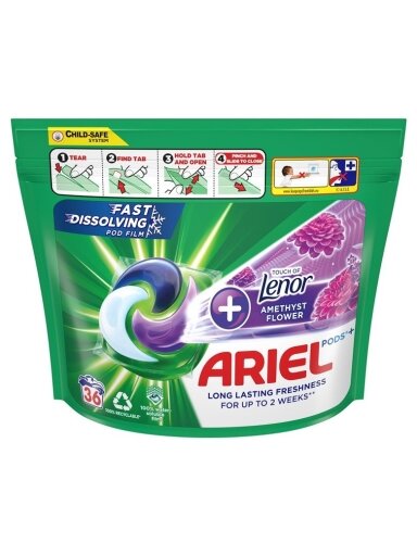 Skalbimo kapsulės Ariel Amethyst flower, 36 vnt.