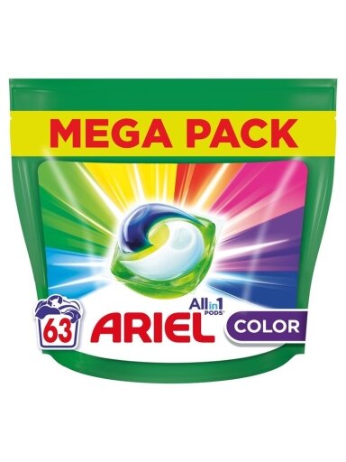 Skalbimo kapsulės Ariel Colour, 63 vnt.