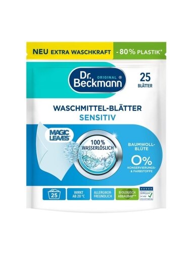 Skalbimo lapeliai Dr. Beckmann JAUTRIAI ODAI, 25 vnt. Skalbimo lapeliai Dr. Beckmann JAUTRIAI ODAI, 25 vnt.
