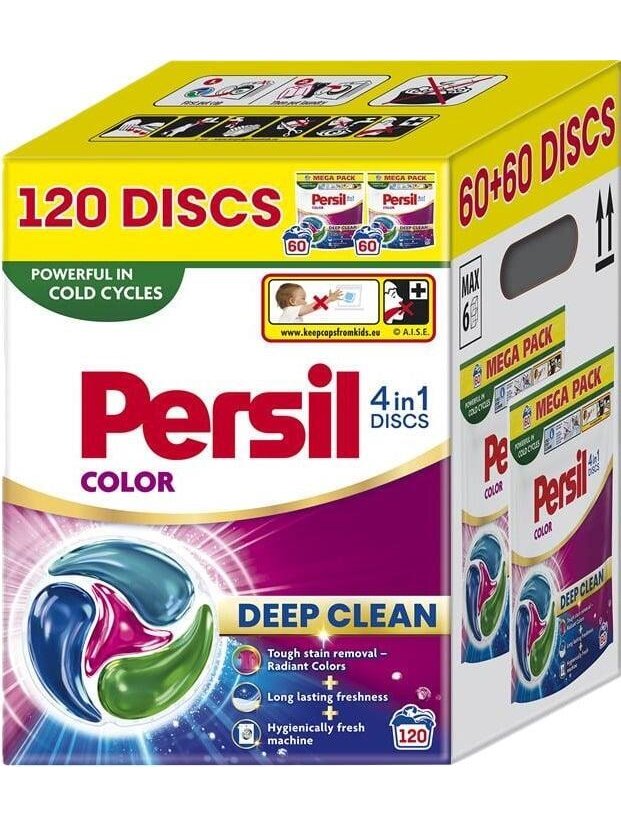 Skalbimo kapsulės Persil Deep Clean Color, 120 vnt. Skalbimo kapsulės Persil Deep Clean Color, 120 vnt.