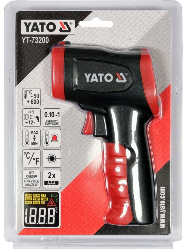Skaitmeninis lazerinis termometras / pirometras -50°C +600°C Yato 2 Skaitmeninis lazerinis termometras / pirometras -50°C +600°C Yato 2