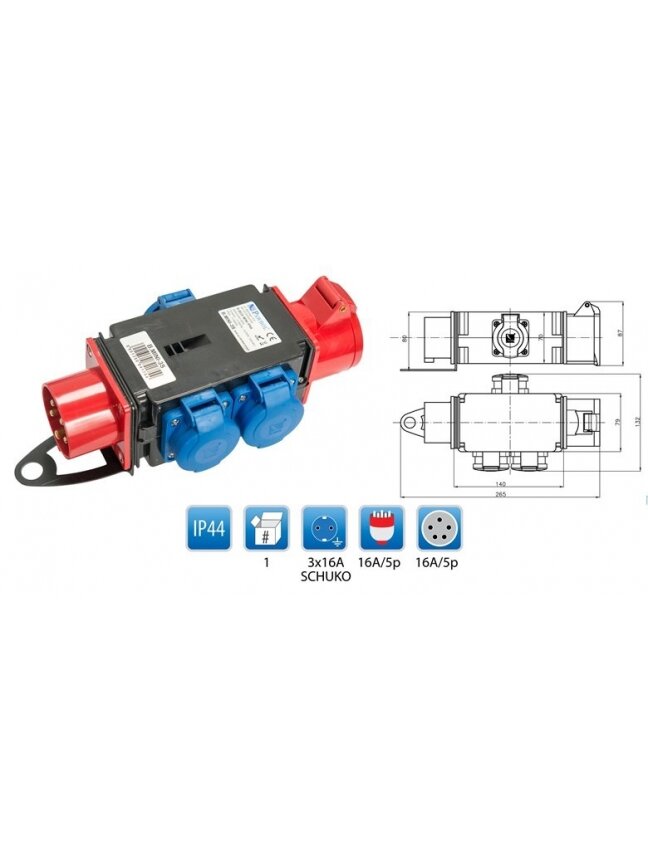Skirstytuvas R-BOX MINI 3S, 1x16A/5p + 3x16A/250V, IP44 1