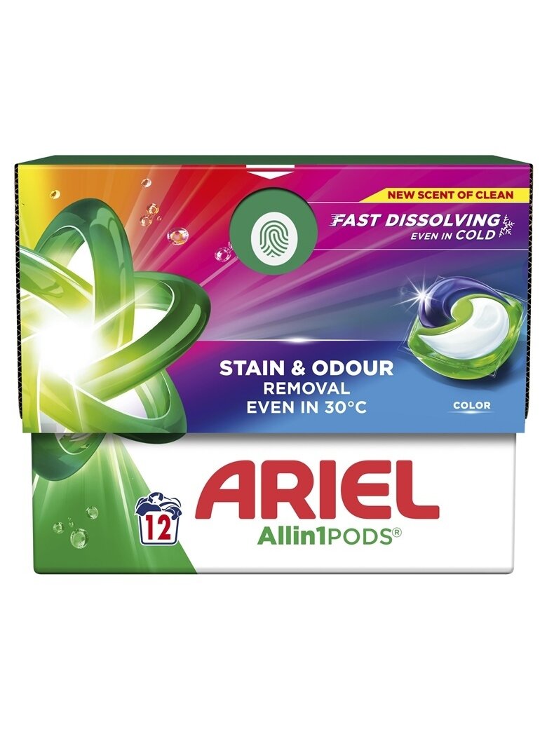 Skalbimo kapsulės Ariel COLOR, 12 vnt.