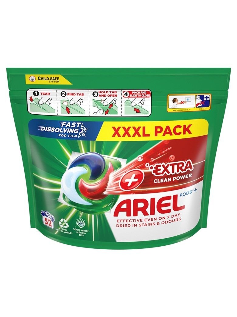 Skalbimo kapsulės Ariel Extra Clean All-in-1, 52 vnt. 1 Skalbimo kapsulės Ariel Extra Clean All-in-1, 52 vnt. 1