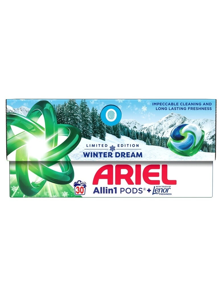 Skalbimo kapsulės Ariel Winter Dream, 30 vnt.