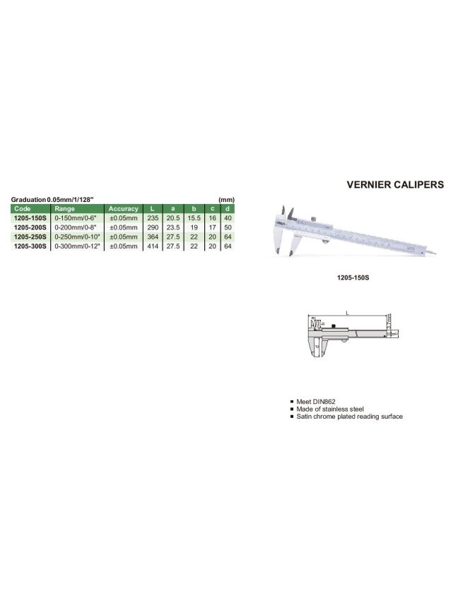 Slankmatis Insize 0-150mm/0-6" 1 Slankmatis Insize 0-150mm/0-6" 1