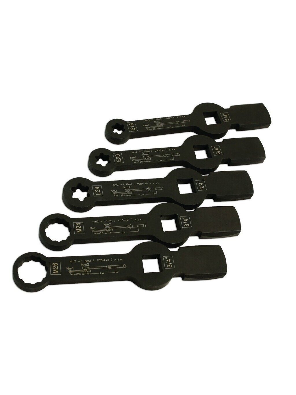 ⬡ Smūginių raktų E-torx ir SPLINE rinkinys (5 vnt.) stabdžių apkabos varžtams (MHR10074)