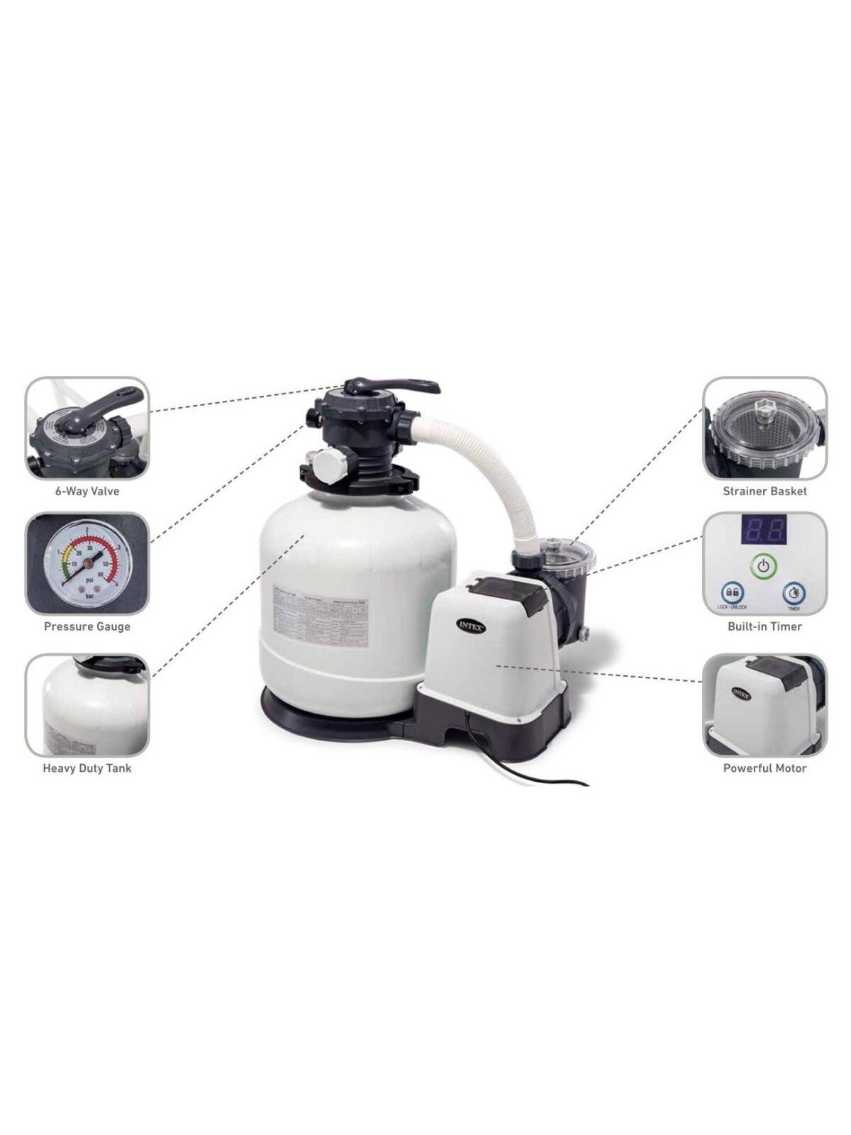 Smėlio filtras siurblys 7900 L, bakas 23 kg Intex 26646