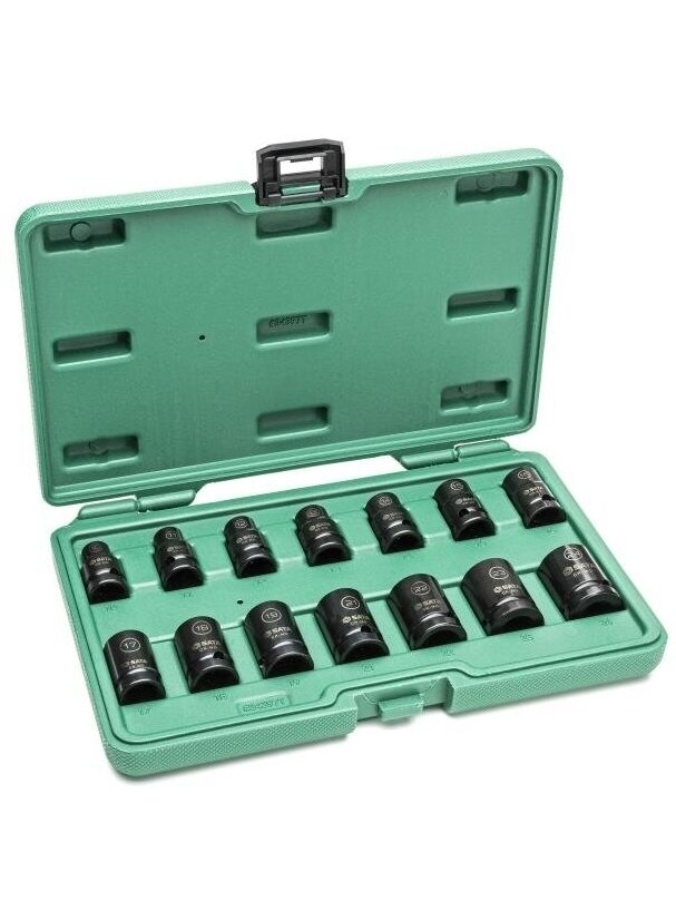 ⬡ Smūginių galvučių rinkinys plonasienės 1/2" 14 vnt. (10-24 mm) (ST34397T, SATA)