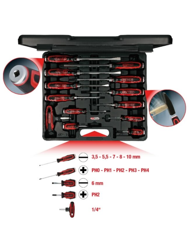 Smūginių atsuktuvų komplektas 13vnt ERGOTORQUE, KS Tools 2 Smūginių atsuktuvų komplektas 13vnt ERGOTORQUE, KS Tools 2