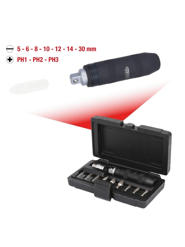 Smūginis atsuktuvas su antgalias, komplektas 11 dalių, KS Tools 2 Smūginis atsuktuvas su antgalias, komplektas 11 dalių, KS Tools 2