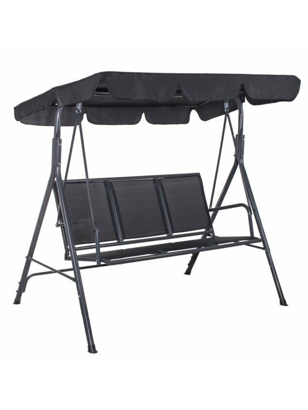 Sodo supynės 170x110x153 cm, 3-vietė, juoda tekstilė Sodo supynės 170x110x153 cm, 3-vietė, juoda tekstilė
