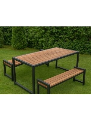 Sodo stalas IRONWOOD ir 2 suoliukai 2