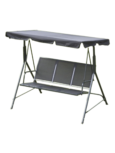 Sodo supynės 170x110x153 cm, 3-vietė, juoda tekstilė