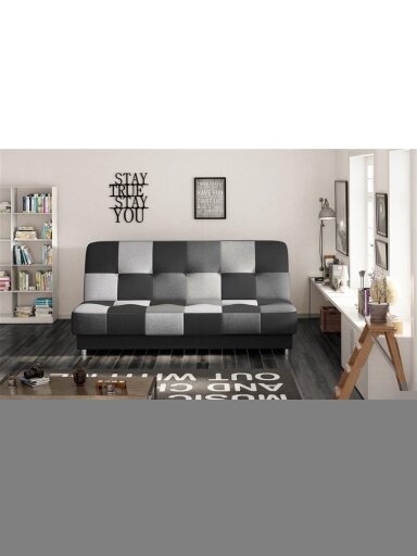 Sofa-lova Cayo, juoda/pilka, 90 x 192 cm x 90 cm