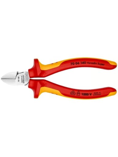 ⬡ Šoninio kirpimo replės elektrikui 140mm (1000V) KNIPEX (7006140, KNIPEX)