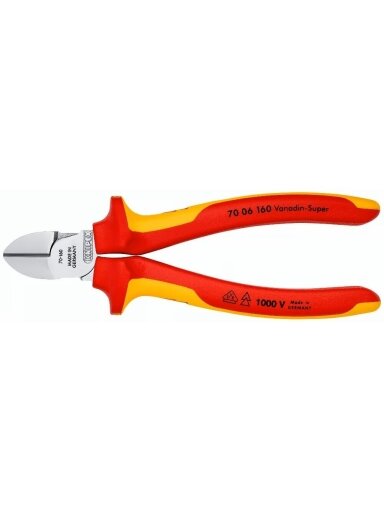 ⬡ Šoninio kirpimo replės elektrikui 160mm (1000V) KNIPEX (7006160, KNIPEX)