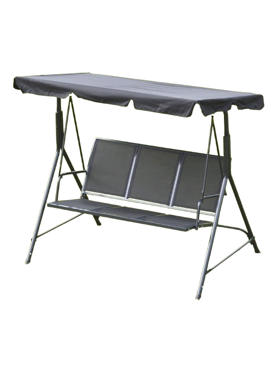 Sodo supynės 170x110x153 cm, 3-vietė, juoda tekstilė 1