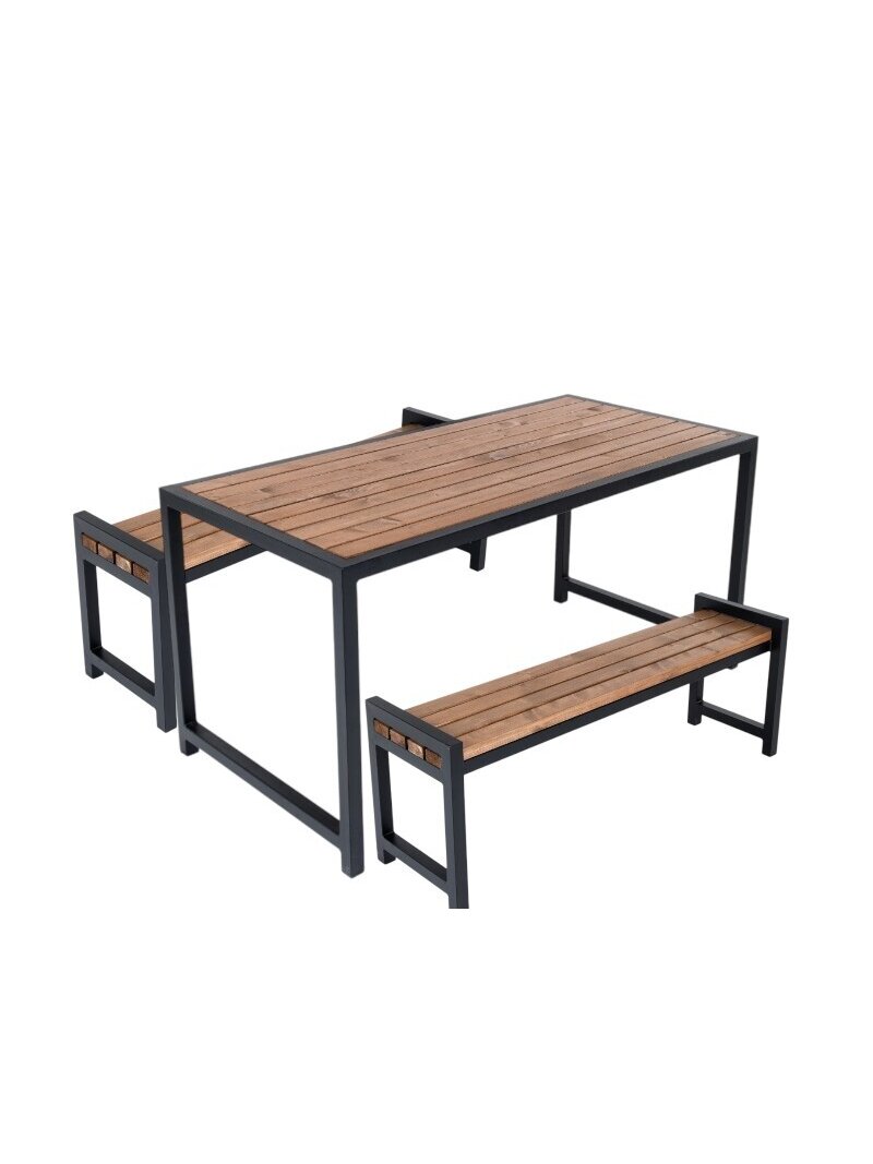 Sodo stalas IRONWOOD ir 2 suoliukai Sodo stalas IRONWOOD ir 2 suoliukai