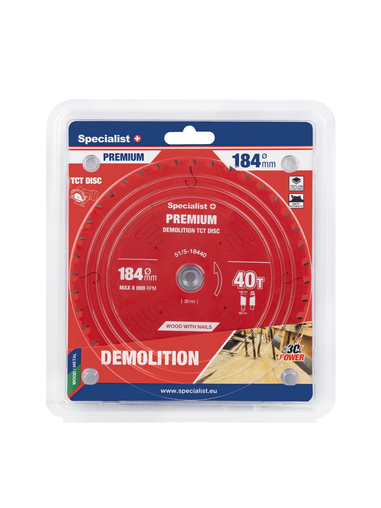 Specialist+ Pjovimo diskas 184x40Tx20/16mm, Demolition PREMIUM, SPECIALIST+