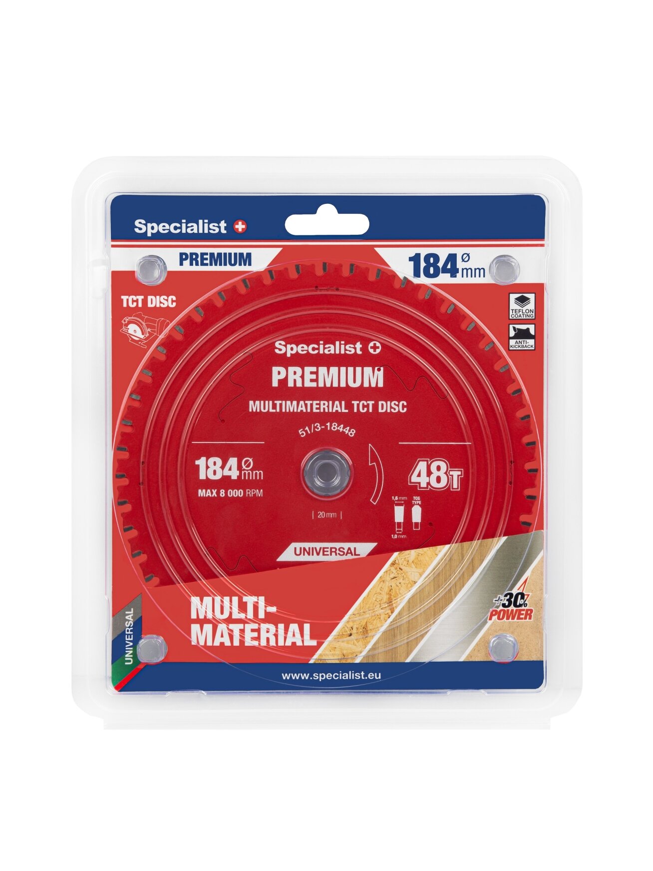 Specialist+ Pjovimo diskas 184x48Tx20/16mm, Multimaterial PREMIUM, SPECIALIST+ Specialist+ Pjovimo diskas 184x48Tx20/16mm, Multimaterial PREMIUM, SPECIALIST+