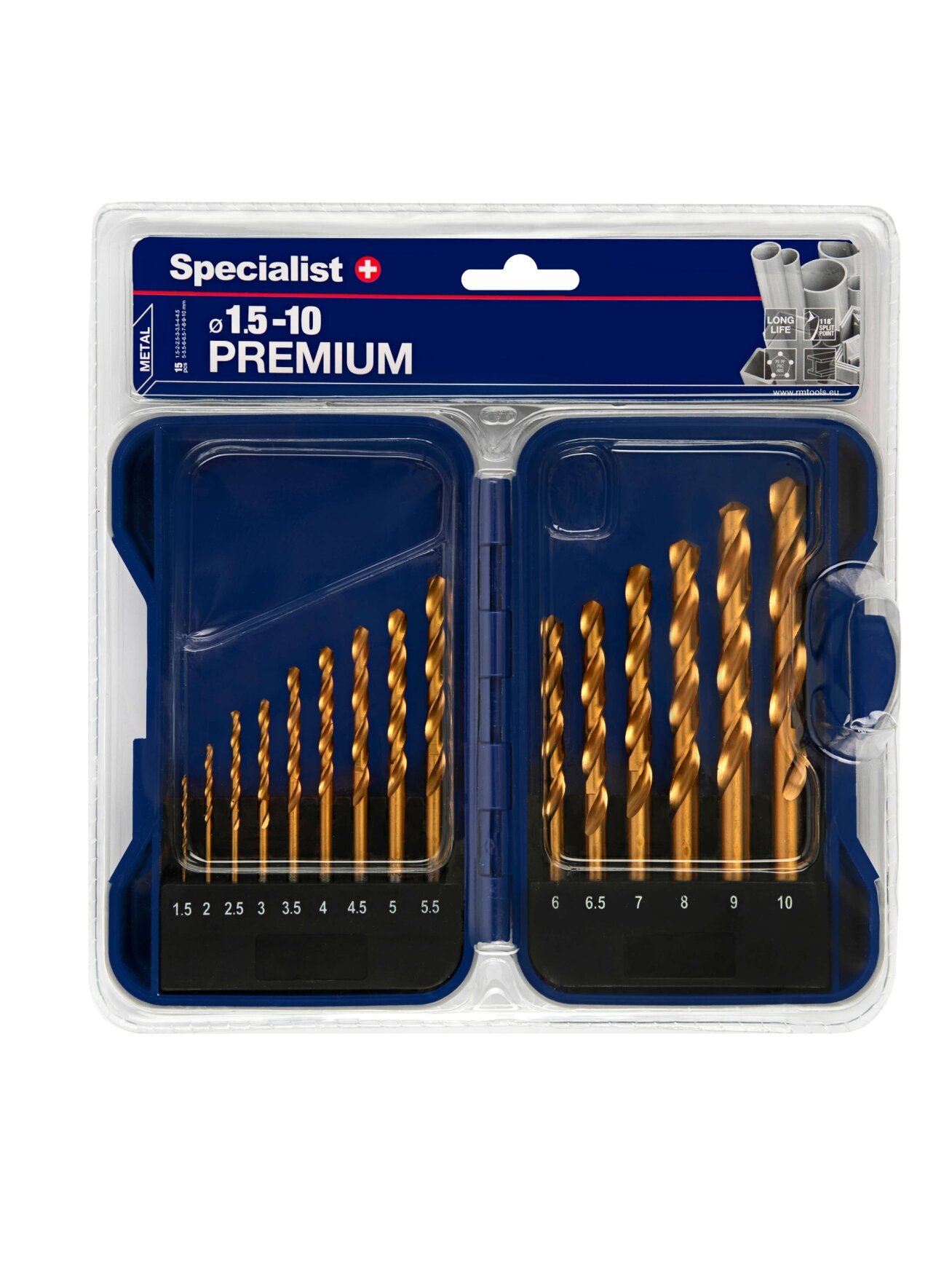 Specialist+ SPECIALIST+ grąžtų rinkinys TITANIUM, 1.5-10 mm, 15 vnt. 2