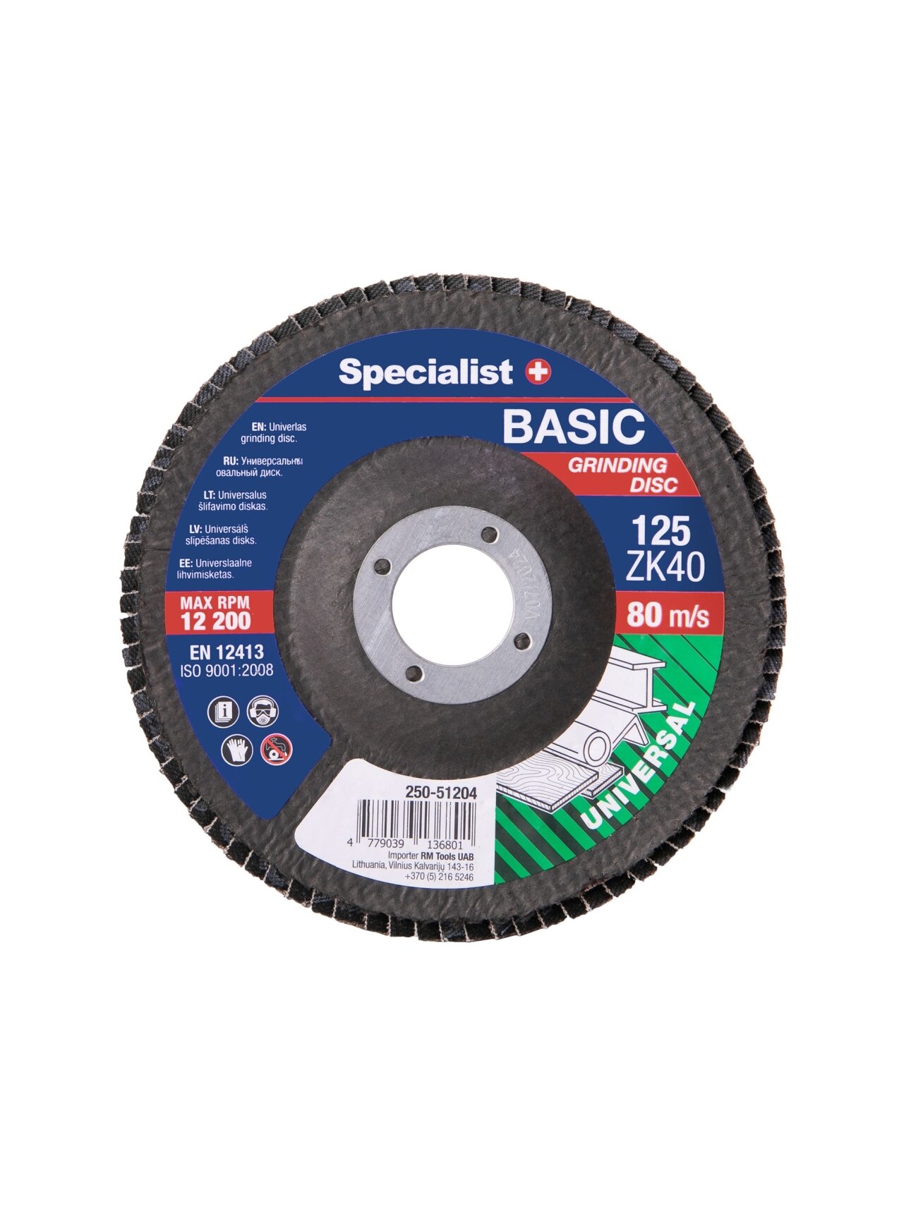 Specialist+ SPECIALIST+ lapelinis šlif. diskas BASIC ZK40, 125 mm Specialist+ SPECIALIST+ lapelinis šlif. diskas BASIC ZK40, 125 mm